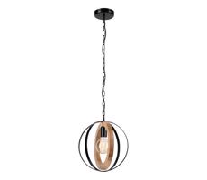 Csillár láncon ONDA 1xE27/15W/230V fekete/tölgy