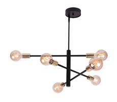 Csillár rúdon ONYX 6xE27/60W/230V fekete/arany
