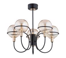 Csillár rúdon  PETRA 5xE14/10W/230V fekete/arany