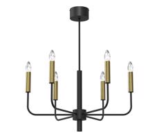 Csillár zsinóron AKASYA 6xE14/15W/230V fekete/arany