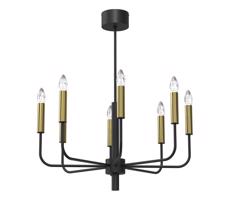 Csillár zsinóron AKASYA 8xE14/15W/230V fekete/arany