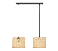 Csillár zsinóron ALBA 2xE27/15W/230V rattan/fekete