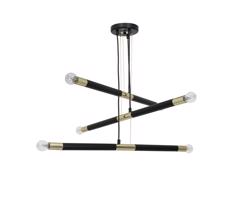 Csillár zsinóron BASTONE 6xE14/40W/230V fekete/arany