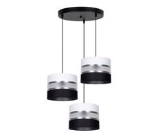 Csillár zsinóron CORAL 3xE27/60W/230V fekete/fehér/króm átm. 45 cm
