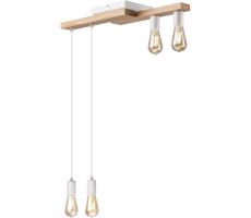 Csillár zsinóron CORTINA 4xE27/15W/230V fehér/tölgy