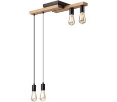 Csillár zsinóron CORTINA 4xE27/15W/230V fekete/tölgy