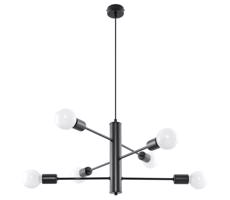 Csillár zsinóron DUOMO 6 6xE27/60W/230V fekete