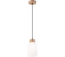 Csillár zsinóron HARMONY 1xE27/15W/230V átm. 14 cm fehér/tölgy