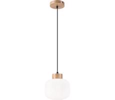 Csillár zsinóron HARMONY 1xE27/15W/230V átm. 20 cm fehér/tölgy
