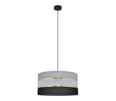 Csillár zsinóron HELEN 1xE27/15W/230V á. 40 cm fekete/szürke/arany