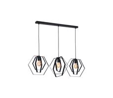 Csillár zsinóron HEXAGON 3xE27/60W/230V fekete