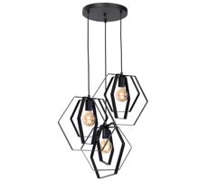 Csillár zsinóron HEXAGON 3xE27/60W/230V kerek fekete