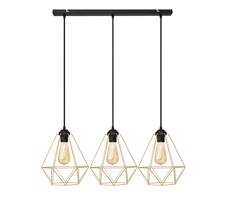 Csillár zsinóron KARO 3xE27/15W/230V arany/fekete