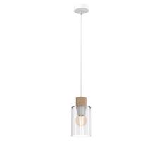 Csillár zsinóron MADERA 1xE27/60W/230V fehér/fa