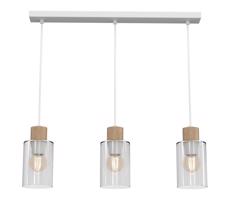 Csillár zsinóron MADERA 3xE27/60W/230V fehér/fa