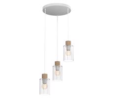 Csillár zsinóron MADERA 3xE27/60W/230V fehér/fa
