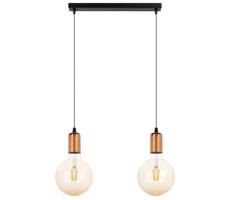 Csillár zsinóron MIROS 2xE27/60W/230V fekete/réz