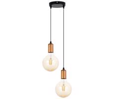Csillár zsinóron MIROS 2xE27/60W/230V kerek fekete/réz