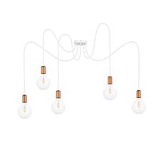 Csillár zsinóron MIROS 5xE27/60W/230V pók fehér/réz