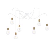 Csillár zsinóron MIROS 7xE27/60W/230V pók fehér/arany