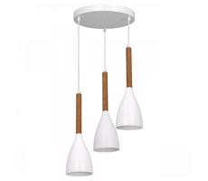 Csillár zsinóron MUZA NEW 3xE27/60W/230V bükkfa/fehér