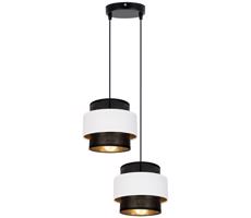 Csillár zsinóron NESS 2xE27/60W/230V á. 30 cm fekete/fehér