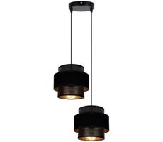 Csillár zsinóron NESS 2xE27/60W/230V á. 30 cm fekete
