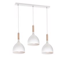 Csillár zsinóron NOAK WOOD 3xE27/15W/230V fehér/bükkfa