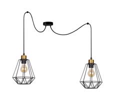 Csillár zsinóron PRIMO 2xE27/60W/230V pók fekete/arany