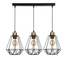 Csillár zsinóron PRIMO 3xE27/60W/230V fekete/arany
