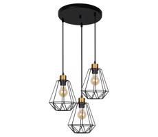 Csillár zsinóron PRIMO 3xE27/60W/230V fekete/arany
