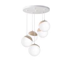 Csillár zsinóron SFERA WOOD 5xE14/40W/230V fehér
