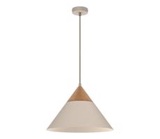 Csillár zsinóron SINGLE 1xE27/15W/230V bézs/bükkfa