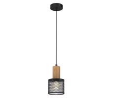 Csillár zsinóron SOBRESA 1xE27/60W/230V fekete/fa