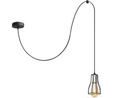 Csillár zsinóron TUBE 1xE27/15W/230V fekete/króm