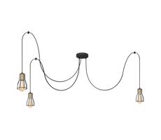 Csillár zsinóron TUBE 3xE27/10W/230V pók fekete/arany
