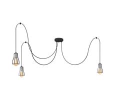 Csillár zsinóron TUBE 3xE27/10W/230V pók fekete/króm
