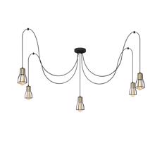 Csillár zsinóron TUBE 5xE27/15W/230V pók fekete/arany