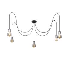 Csillár zsinóron TUBE 5xE27/15W/230V pók fekete/króm