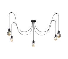 Csillár zsinóron TUBE 5xE27/15W/230V pók fekete