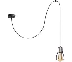 Csillár zsinóron TUBE LONG 1xE27/15W/230V fekete/króm
