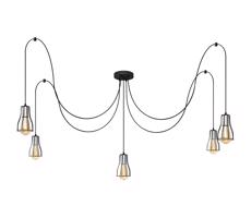 Csillár zsinóron TUBE LONG 3xE27/15W/230V fekete/króm
