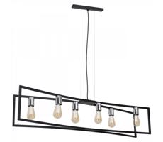 Csillár zsinóron TUNJA 6xE27/60W/230V fekete/króm