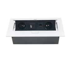 Dönthető aljzatsín 2x 230V + USB