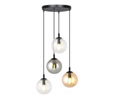 EMIBIG Csillár zsinóron COSMO 4xE14/10W/230V átm. 40 cm fekete/szürke/bézs/átlátszó