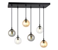 EMIBIG Csillár zsinóron COSMO 6xE14/10W/230V fekete/szürke/bézs/átlátszó