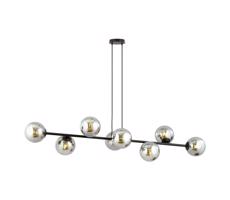 EMIBIG Csillár zsinóron ROSSI 8xE14/10W/230V fekete/szürke