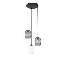 EMIBIG Csillár zsinóron VERDI 3xE27/15W/230V átm. 30 cm fekete/szürke/fehér