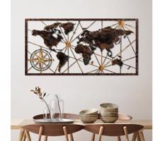 Fali dekoráció 120x60 cm világtérkép fém