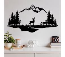Fali dekoráció 2 db 70x38 cm szarvas fém/fekete